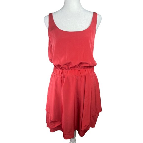 BCBGGeneration Sleeveless Burnt Coral Mini Dress Layered Hem - Size Medium - Picture 10 of 15